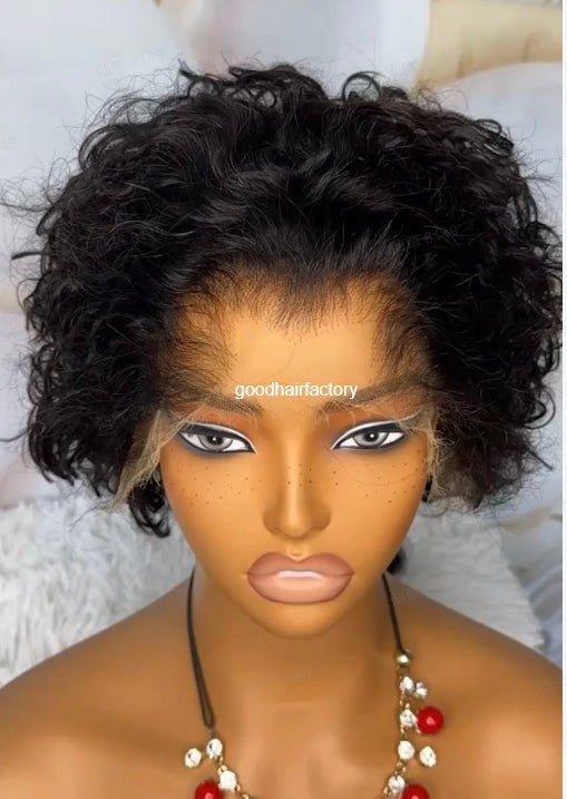 Low hairline short Pixie curly HD lace wig