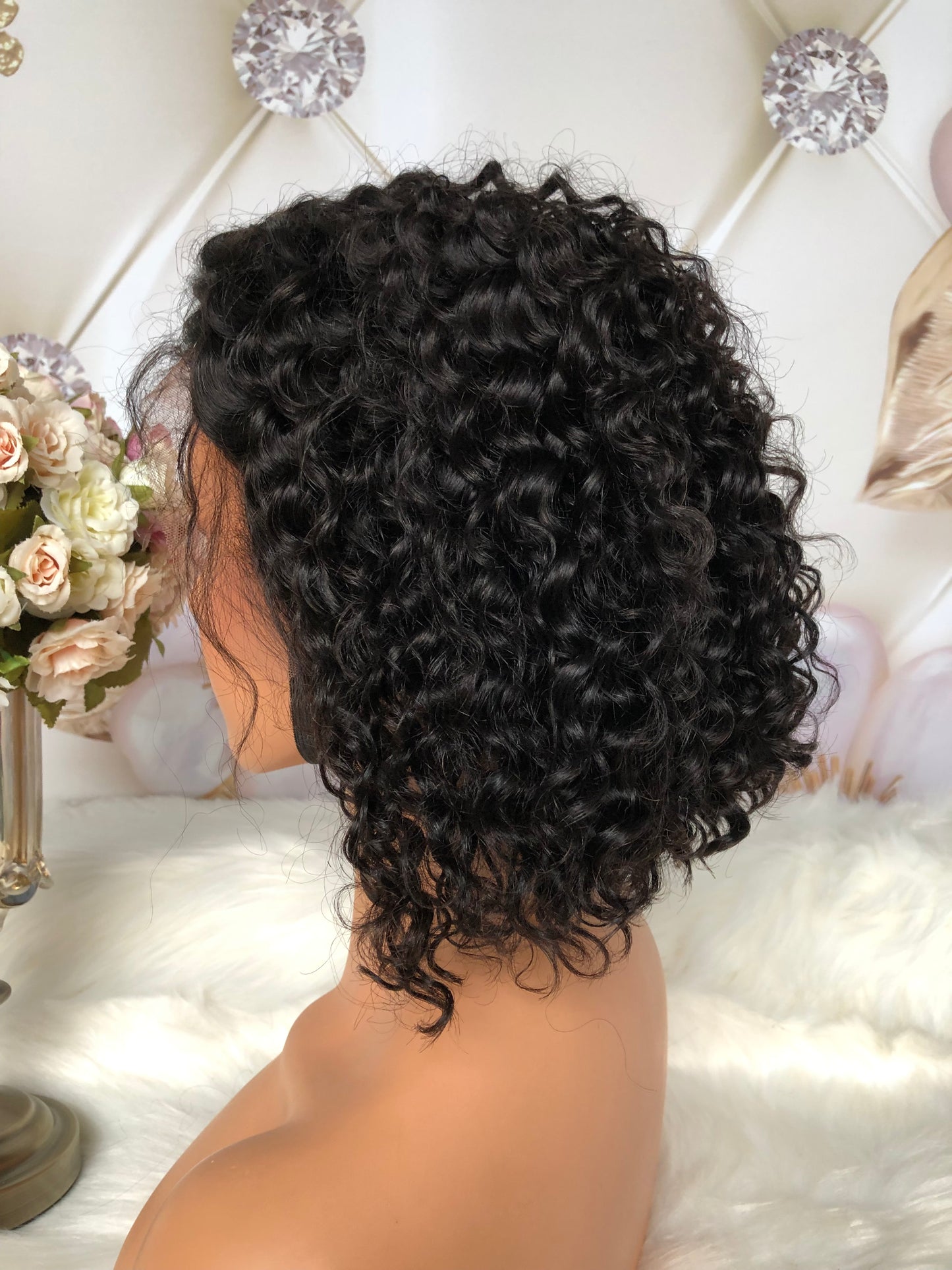 Curly 13*4 Transparent Lace Frontal Bob Wig