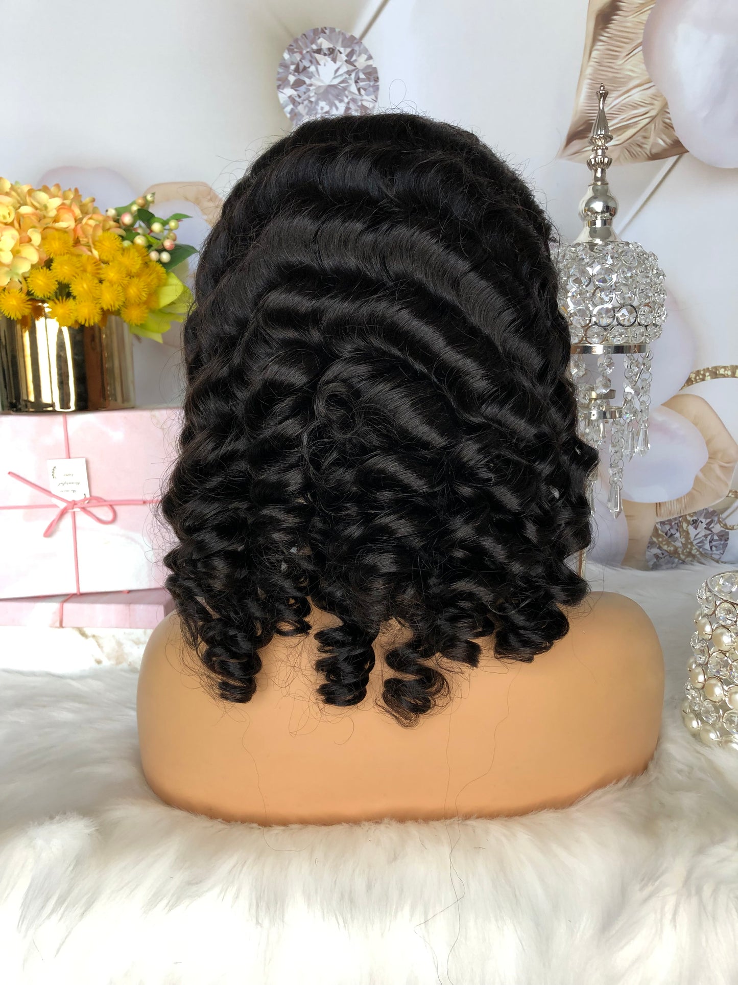 Deep Wave 13*4 Lace Frontal Natural Black Bob Wig