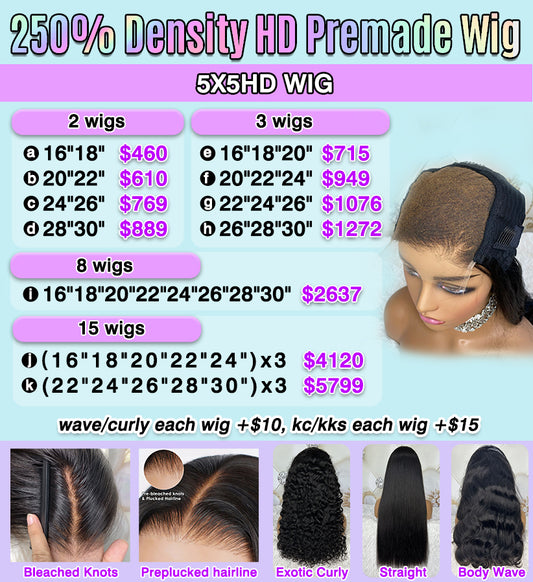 250%Destiny HD Lace 5*5 Closure Wig Deal
