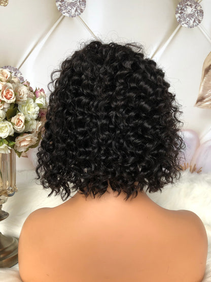 Curly 13*4 Transparent Lace Frontal Bob Wig