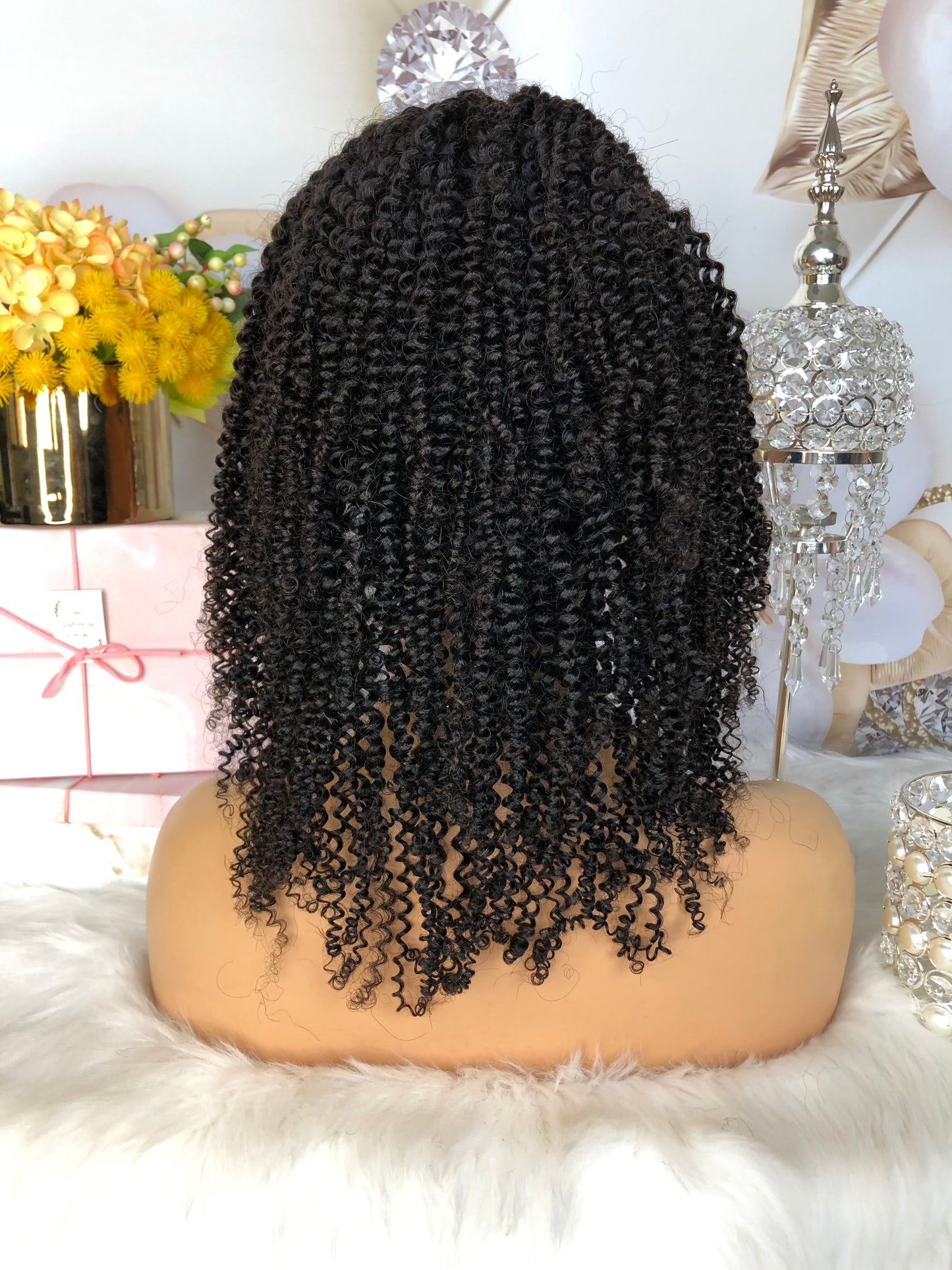 Kinky Curly 13*4 Transparent Lace Frontal Bob Wig